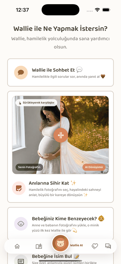 Baby Wallie — Wallie AI — Hamilelik ekranı